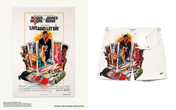『007／死ぬのは奴らだ』(73)のポスタービジュアルがデザインされたパンツ