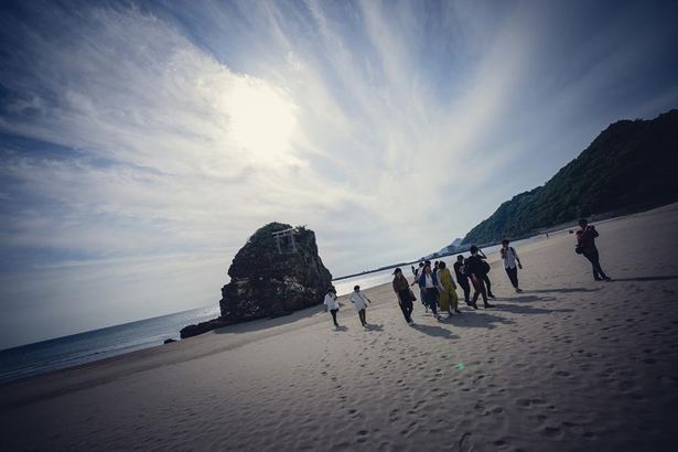 稲佐の浜で撮影