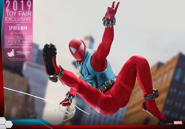 ボディには様々なエンボス加工が施されている(「【ビデオゲーム・マスターピース】 『Marvel’s Spider−Man』 1/6スケールフィギュア　スパイダーマン(スカーレット・スパイダー・スーツ版)」)