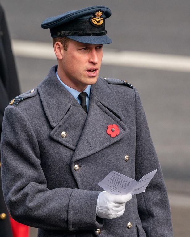 ウィリアム王子もダークグレーのコートにポピーを付けた