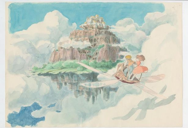 ラピュタを目指すパズーとシータが描かれる『天空の城ラピュタ』(86)イメージボード 
