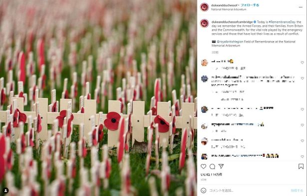 リメンバランス・デーには戦没者を追悼した写真を投稿