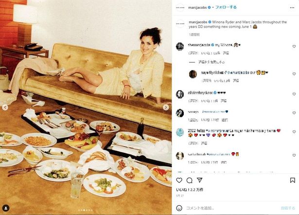同ブランドの公式Instagramにウィノナ・ライダーの過去の写真が投稿された