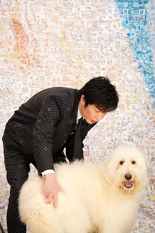 【写真を見る】田中圭が俳優犬ベックをモフモフ！
