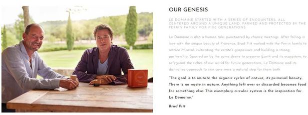 ブラッド・ピットはブドウを使ったスキンケアブランド「Le Domaine」を立ち上げ