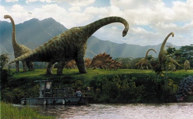 巨大な草食恐竜たちの群れに圧倒されてしまう(『ジュラシック・パークIII』)
