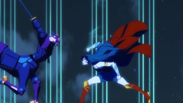 DCスーパーヒーローの青基調の作画に合わせて、赤基調だった背景色を白組が修正していた