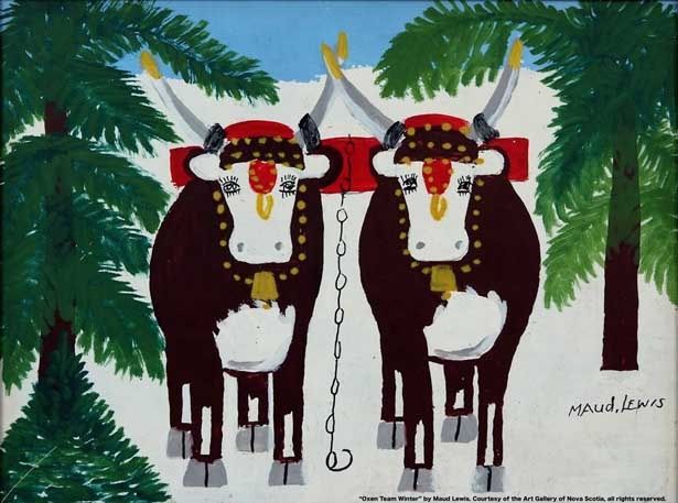 2匹の牛を描いた“Oxen Team Winter”