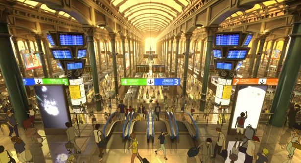 ひとりぼっちの国行きの“黒い新幹線”が登場する、未来の東京駅(『未来のミライ』)