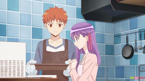 仲良く厨房に立つ士郎と桜(第5話「たけのこグラタン」)