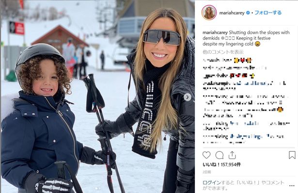 【写真を見る】7歳の双子と一緒に思い切りスキーを楽しむ！マライア・キャリーの冬休みショット