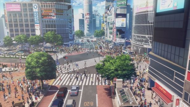 行き交う人間の動きもリアルに再現された、渋谷のスクランブル交差点