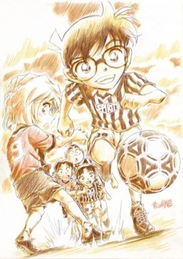 サッカーを特技とする主人公・江戸川コナン。本格的なサッカーシーンに注目だ