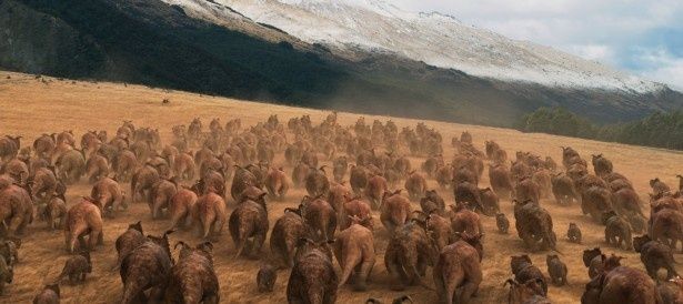 冬の到来と共にパキリノサウルスの群れは、食料となる植物を求めて北の寒冷地から南の温暖な土地へと大移動を始める