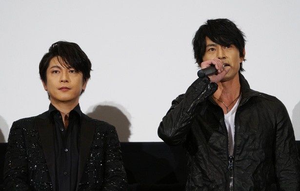 仮面ライダーシリーズに6年ぶりに出演した倉田てつを(写真右)と、仮面ライダー3号役で初参戦となる及川光博(写真左)