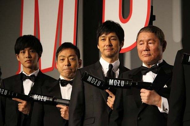 登壇した松坂桃李、香川照之、西島秀俊、ビートたけし(左から)