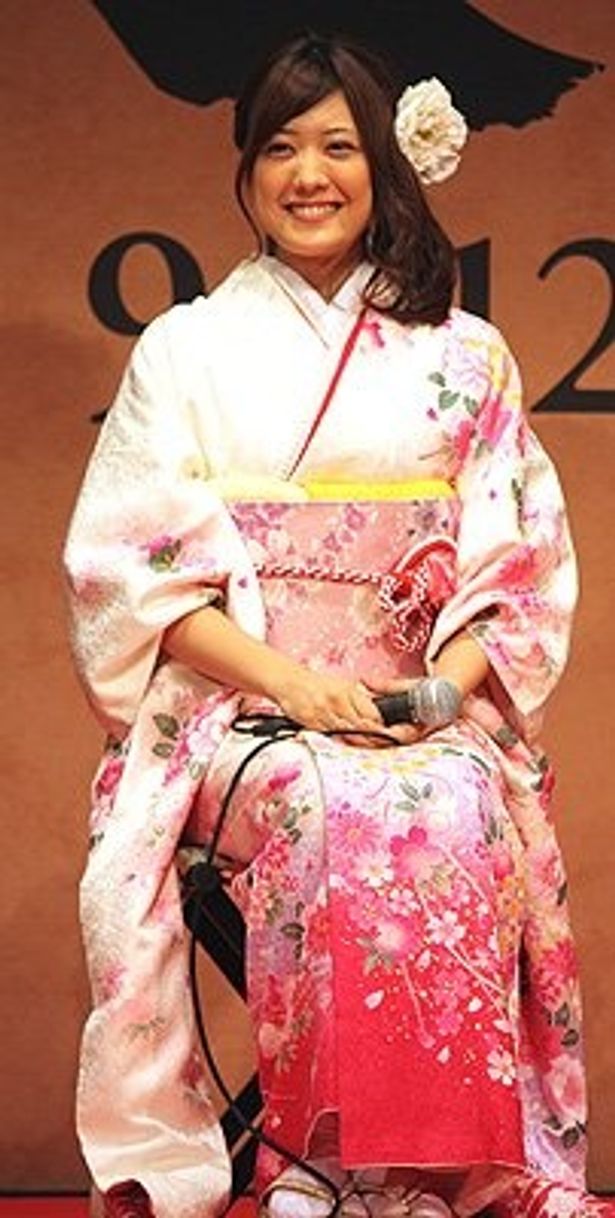 爽やかな振袖姿の福田沙紀の笑顔が可愛い！