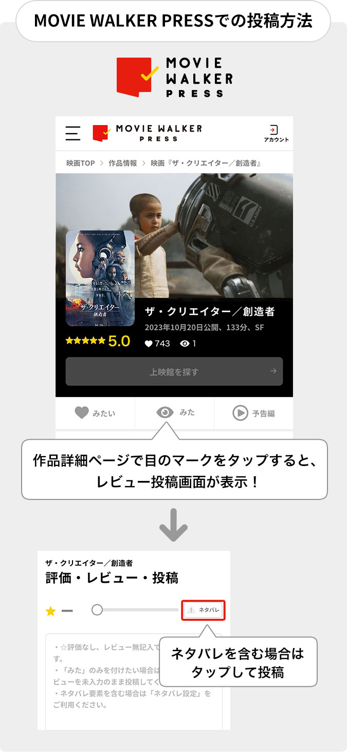 MOVIE WALKER PRESSでの投稿方法